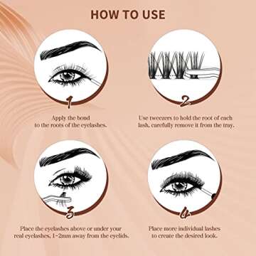 QUEWEL Lash Clusters Kit, 240 Pcs Lash Clusters 30D+40D DIY Lash Extensions Kit with Applicator Tool, Bond and Seal Super Hold, Glue Remover Easy to Apply at Home(30D+40D D MIX8-14)