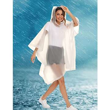 HOOMBOOM Unisex Rain Ponchos 2 Packs for Adults Waterproof Emergency Rain Coat White