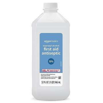 Amazon Basics 70% Isopropyl Alcohol First Aid Antiseptic for Treatment of Minor Cuts and Scrapes, Unscented, 32 Fl Oz (Pack of 6) (Previously Solimo)