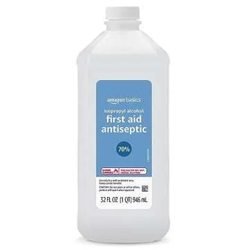 Amazon Basics 70% Isopropyl Alcohol First Aid Antiseptic for Treatment of Minor Cuts and Scrapes, Unscented, 32 Fl Oz (Pack of 6) (Previously Solimo)