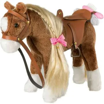 HollyHOME Plush Stuffed Animal Horse Toy 11" Brown