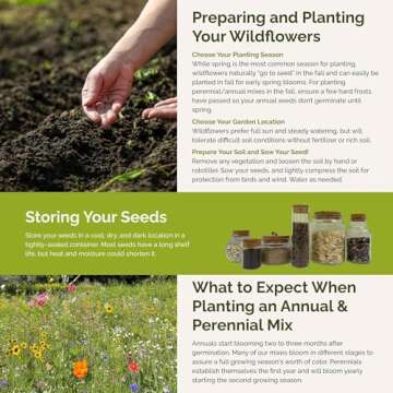 Eden Brothers Burst of Bloom Wildflower Mixed Seeds for Planting, 1 lb, 480,000+ Seeds with Cosmos, Black Eyed Susan | Attracts Pollinators, Plant in Spring or Fall, Zones 3, 4, 5, 6, 7, 8, 9, 10