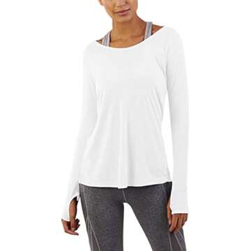 Bestisun Long Sleeve Workout Shirts - Stylish and Comfortable Activewear for Women in White XL
