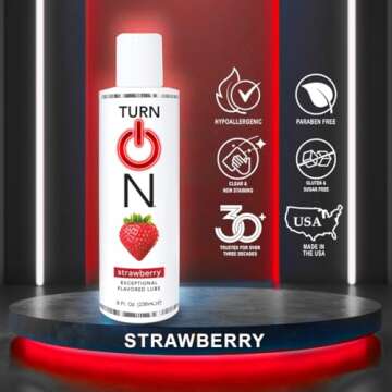 Turn On Strawberry Flavored Water-Based Lubricant 8 fl oz