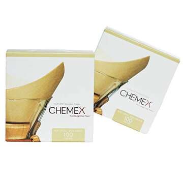 Chemex Bonded Filter - Natural Square - 100 Count (Pack of 2) - Exclusive Packaging