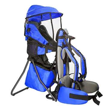 ClevrPlus Cross Country Baby Backpack Carrier, Blue, Toddler Hiking Backpack with Comfortable Seat, ...