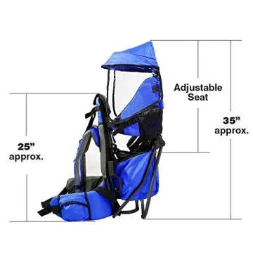 ClevrPlus Cross Country Baby Backpack Carrier, Blue, Toddler Hiking Backpack with Comfortable Seat, Adjustable Straps & Belt, Foldable Frame Lightweight Large Capacity Child Carrier for Outdoor