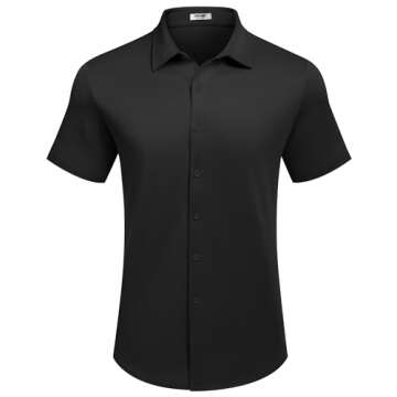 COOFANDY Mens Casual Wrinkle Free Shirts Short Sleeve Button Down Summer Stretch Dress Shirt