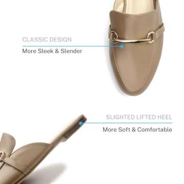 MUSSHOE Women's Comfortable Slip-On Mules - Stylish Backless Loafers