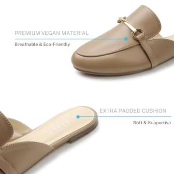 MUSSHOE Women's Comfortable Slip-On Mules - Stylish Backless Loafers