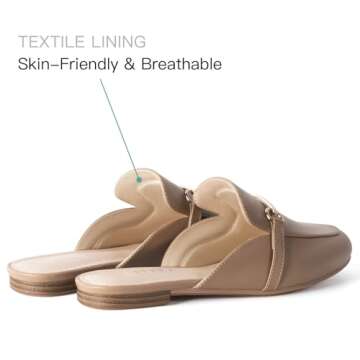 MUSSHOE Women's Comfortable Slip-On Mules - Stylish Backless Loafers