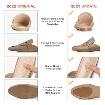 MUSSHOE Women's Comfortable Slip-On Mules - Stylish Backless Loafers