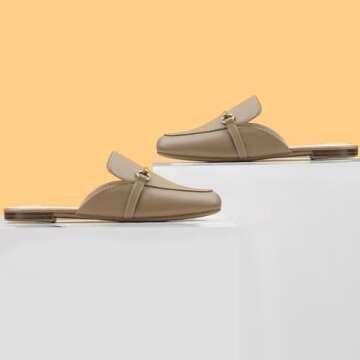 MUSSHOE Women's Comfortable Slip-On Mules - Stylish Backless Loafers