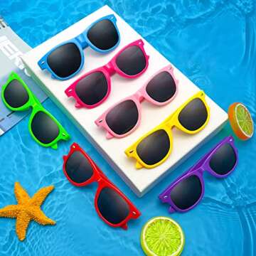 Pibupibu 8 Pack Kids Neon Colors Party Favor Supplies Unisex Sunglasses, Mix