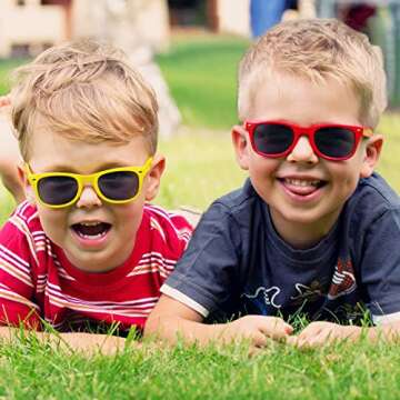 Pibupibu 8 Pack Kids Neon Colors Party Favor Supplies Unisex Sunglasses, Mix