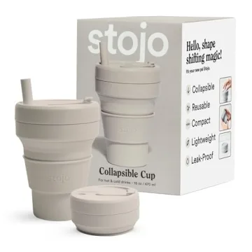 STOJO Collapsible Travel Cup - Eco-Friendly Silicone Design, Ideal for Travel and Camping, Dishwashe...