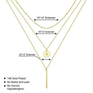Elegant Adjustable Vjoypro Gold Layered Initial Necklaces
