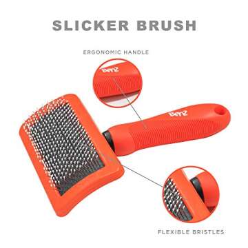 Benz Dog Grooming Tools Kit – Slicker Brush, Dematting Rake Tool & Metal Dog Comb, Pet Grooming Ki...