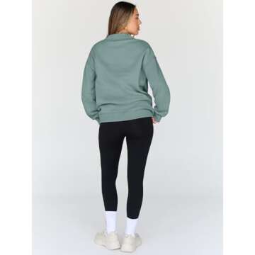 Trendy Queen Womens Oversized Sweatshirts Turtleneck Pullover Long Sleeve Hoodies Tops Fall Fashion Outfits 2025 Clothes Green M