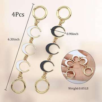 Generic 4Pcs Bag Extender Chain, Classic Style, Alloy Material, Black, White Moon Replacement Chain ...