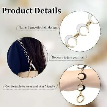 Generic 4Pcs Bag Extender Chain, Classic Style, Alloy Material, Black, White Moon Replacement Chain Wallet Shoulder Bag