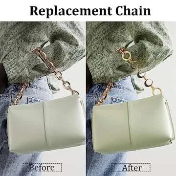 Generic 4Pcs Bag Extender Chain, Classic Style, Alloy Material, Black, White Moon Replacement Chain Wallet Shoulder Bag