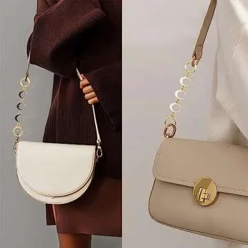 Generic 4Pcs Bag Extender Chain, Classic Style, Alloy Material, Black, White Moon Replacement Chain Wallet Shoulder Bag