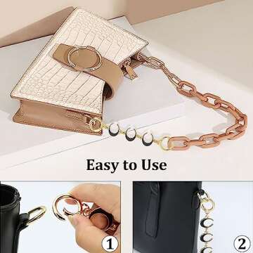 Generic 4Pcs Bag Extender Chain, Classic Style, Alloy Material, Black, White Moon Replacement Chain Wallet Shoulder Bag