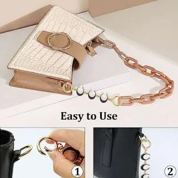 Generic 4Pcs Bag Extender Chain, Classic Style, Alloy Material, Black, White Moon Replacement Chain Wallet Shoulder Bag