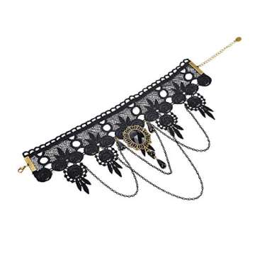 iWenSheng Steampunk Black Lace Choker Necklace for Halloween