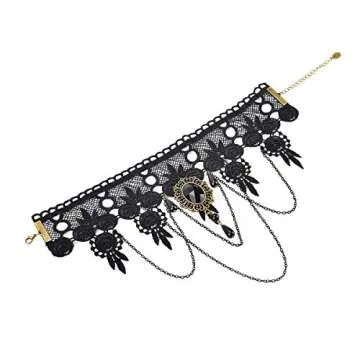 iWenSheng Steampunk Black Lace Choker Necklace for Halloween