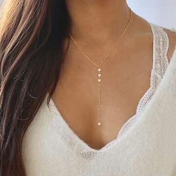 Freekiss Gold Pendant Necklace for Women, Dainty Diamond Necklaces for Women Simple 14K Gold Plated Paperclip Choker Necklaces Cute Minimalist Open Oval Necklaces Gold Jewelry for Women Gifts (3cz y necklace)