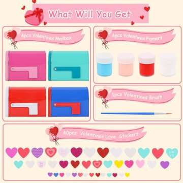 Valentine'S Day Diy Painting Mini Tin Toy Mailbox Set,Valentine'S Day Gifts For Kids,DIY Projects Mailbox for Preschoolers Gift Exchange Activities (4 Pcs)