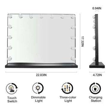 Depuley 23 Inch Lighted Makeup Mirror with Touch Control