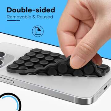 Silicone Suction Cup Phone Mount Double-Sided, Sticky Grip Suction Phone Case Mount for iPhone & And...