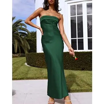 Elegant Realtix Satin Tube Top Maxi Dress for Women