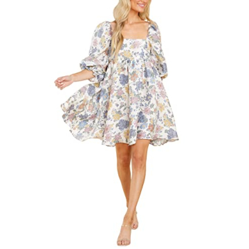 Stylish Puff Sleeve Floral Print Dress for All Occasions