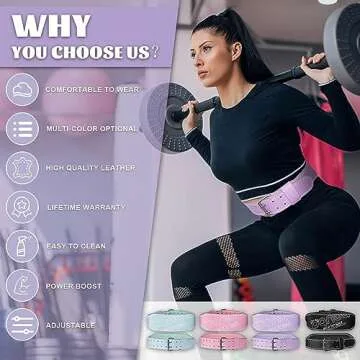 Weight Lifting Belt, Pixel Panda Leather Gym Belt for Women, 5 Inches Padded Lumbar Support for Ladi...