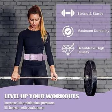 Weight Lifting Belt, Pixel Panda Leather Gym Belt for Women, 5 Inches Padded Lumbar Support for Ladies Fitness Squat Deadlift Heavy Duty Cross Training Gym Powerlifting Workout