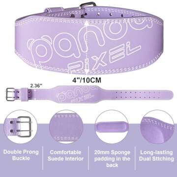 Weight Lifting Belt, Pixel Panda Leather Gym Belt for Women, 5 Inches Padded Lumbar Support for Ladies Fitness Squat Deadlift Heavy Duty Cross Training Gym Powerlifting Workout