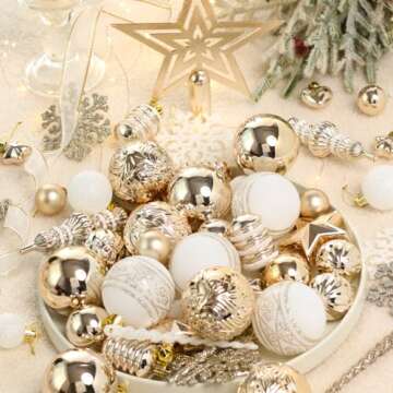 78-Pack Shatterproof Christmas Tree Ornaments Set for Every Occasion