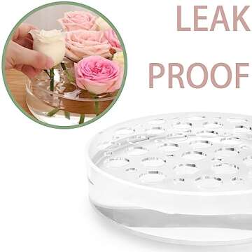 GIVMOR COLOS Acrylic Flower Vase 8 in Dia. Circular Leak-Proof Clear Acrylic Low Vase with 16+5 Holes - Low-Profile Cylinder Floral Centerpiece for Table - Clear