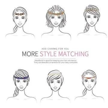 Teenitor 6 Pieces Elastic Rhinestone Beaded Women Headbands, Handmade Vintage Jewelry Hair Bands for Girl Hair Accessories 20-26.8’’ Multicolor