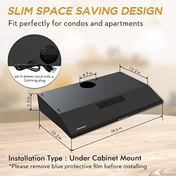 FIREGAS 30" Under Cabinet Range Hood with LED Light