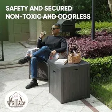 EHHLY Deck Box, 51 Gallon Package Bin Delivery Box for Outside Front Porch, Small Patio Outdoor Storage Boxes Waterproof, UV Resistant Plastic Resin Pool Storage Bins with lids, Grey