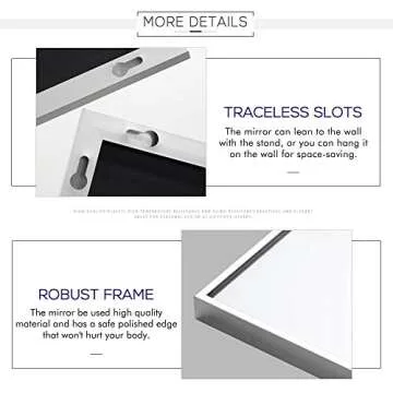 NeuType Full Length Mirror Floor Mirror with Standing Holder Bedroom/Locker Room Standing/Hanging Mirror Dressing Mirror (Silver), 65"x22"