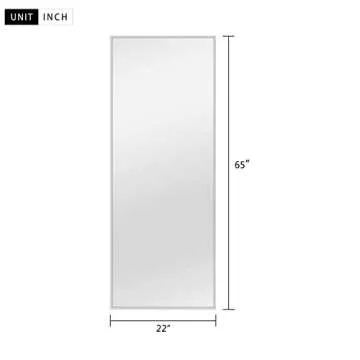 NeuType Full Length Mirror Floor Mirror with Standing Holder Bedroom/Locker Room Standing/Hanging Mirror Dressing Mirror (Silver), 65"x22"