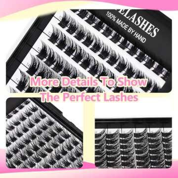 Hannahool Mixed 8-12-14-16mm/8-10-12-14mm/10-12-14-16mm/14-15-16mm Wide Stem Individual False Eyelashes Soft Lightweight Volume Eyelashes Extensions Makeup Cluster Lashes (mixed 14-15-16mm)
