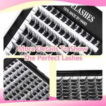 Hannahool Mixed 8-12-14-16mm/8-10-12-14mm/10-12-14-16mm/14-15-16mm Wide Stem Individual False Eyelashes Soft Lightweight Volume Eyelashes Extensions Makeup Cluster Lashes (mixed 14-15-16mm)