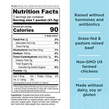 Ancient Nutrition Bone Broth Protein Powder, Chicken Soup, Grass-Fed Chicken and Beef Bone Broth Pow...